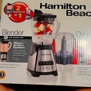 Hamilton Beach 2 appliances in 1. 5cup blender 3 cup chopper
